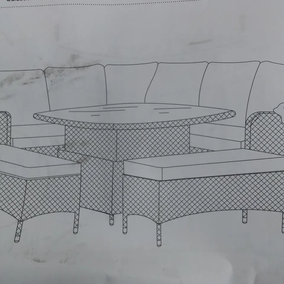 GOODHOME WICKER AND WOVEN RAISABLE GARDEN COFFEE TABLE WITH GLASS TOP (TABLE ONLY)
