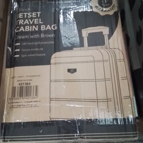BOXED LUGG 15INCH JETSET TRAVEL CABIN BAG CREAM&BROWN 