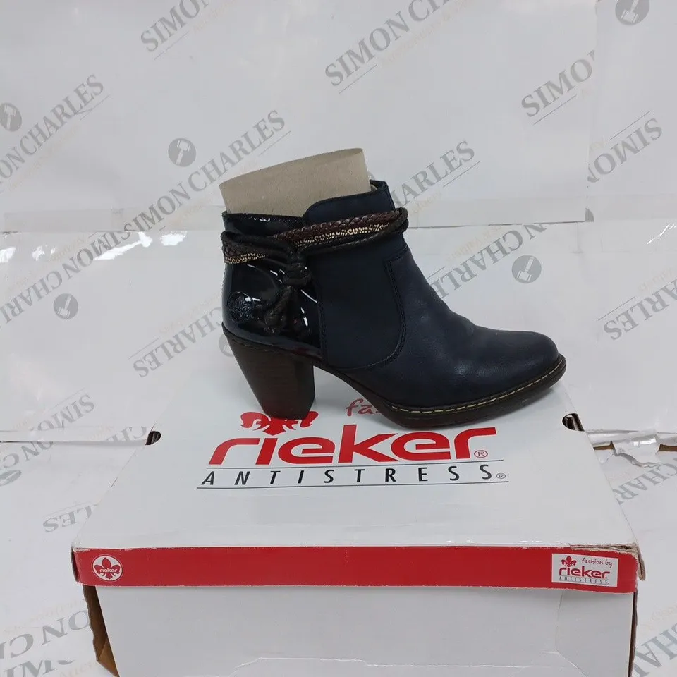 BOXED RIEKER NAVY TASSLE ANKLE BOOTS-SIZE 5 