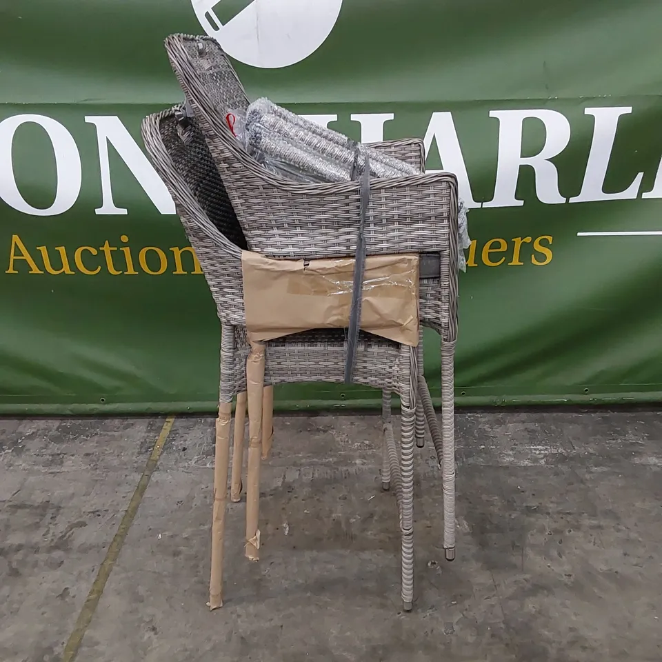 PAIR OF PORTO PATIO BAR STOOLS IN GREY