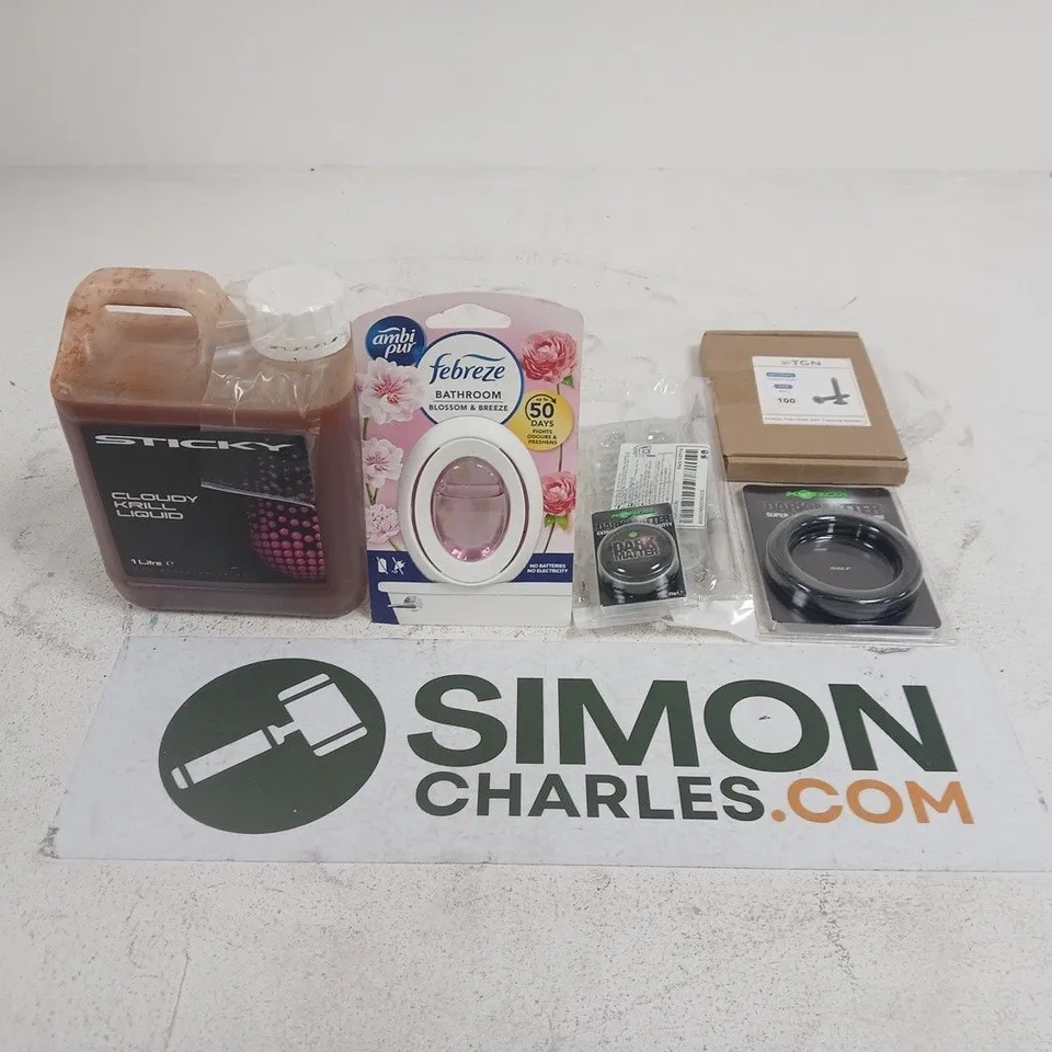 APPROXIMATELY 15 ASSORTED HOUSEHOLD PRODUCTS TO INCLUDE SCREWS , SUPER HEAVY TUNGSTEN RING TUBE AND FEBREZE 