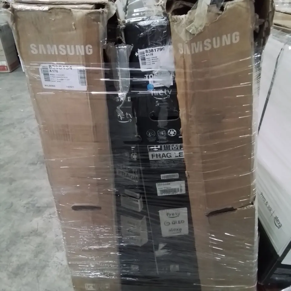 PALLET CONTAINING 4 ASSORTED TVS TO INCLUDE SAMSUNG AND TOSHIBA