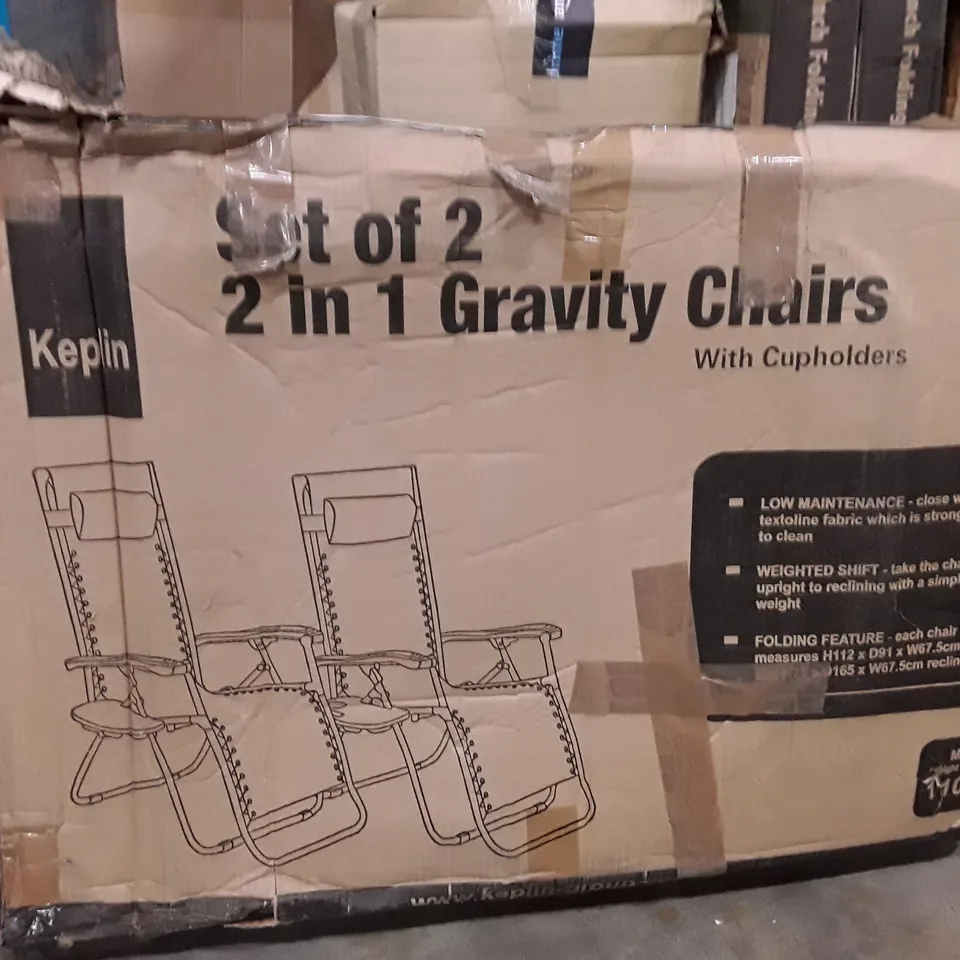 BOXED SET OF 2, 2 IN 1 GRAVITY CHAIRS - BLACK