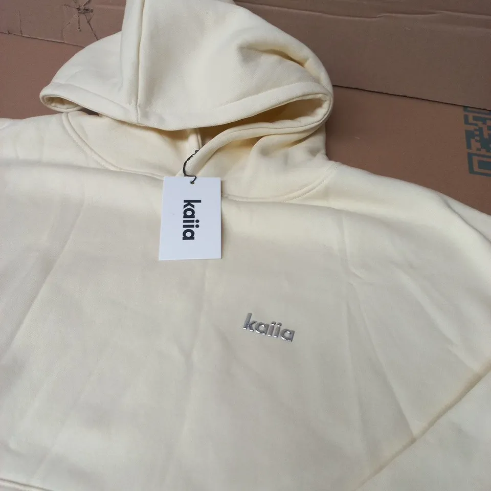 KAIIA CHROME LOGO OVERSIZED HOODIE – LEMON – UK 14