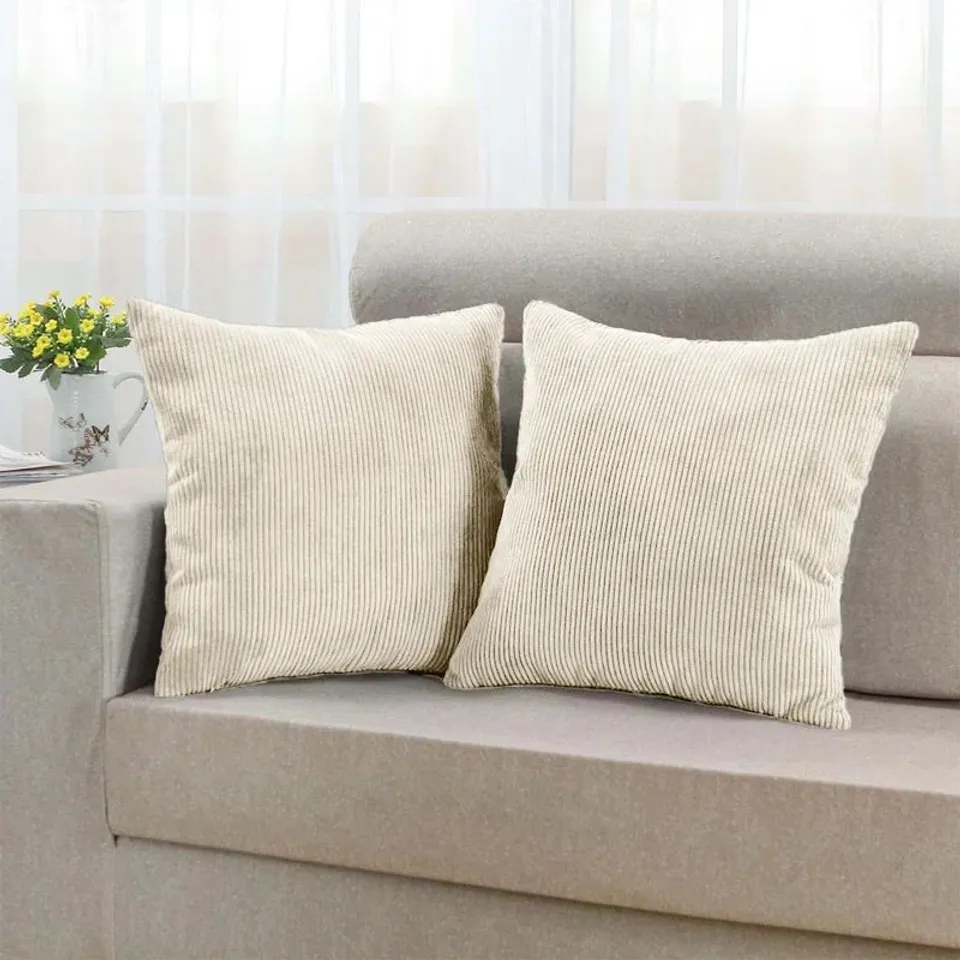 LUXURY PATTERNED VELVET THROW PILLOW COVERS, SET OF 2 SQUARE CUSHION COVERS - CREAM (1 PACKET)