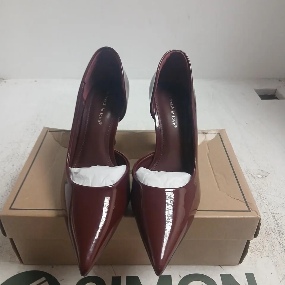 ON FEET AND IN LOVE WOMEN'S BURGUNDY PATENT HIGH HEELS (IN LOVE) – BOXED SIZE 37