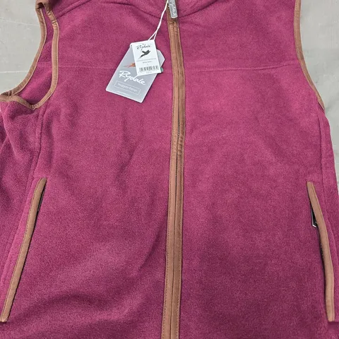 RYDALE HUGGATE FLEECE WAISTCOAT IN BURGUNDY SIZE SMALL