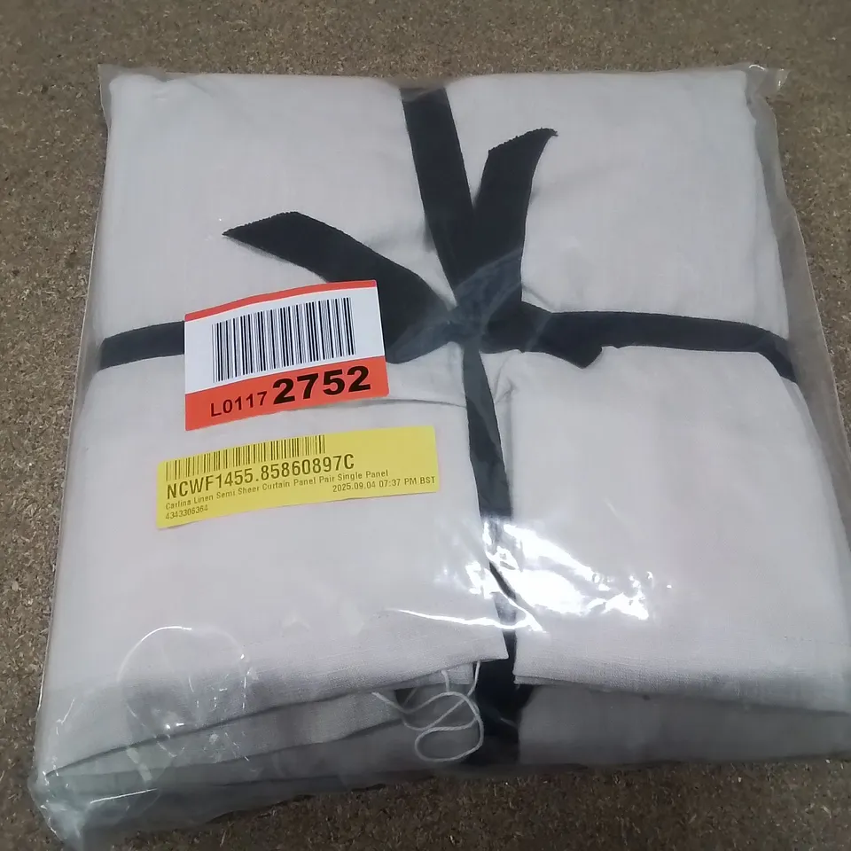 BAGGED PAIR OF SEMI SHEER CURTAINS  //SIZE UNSPECIFIED 