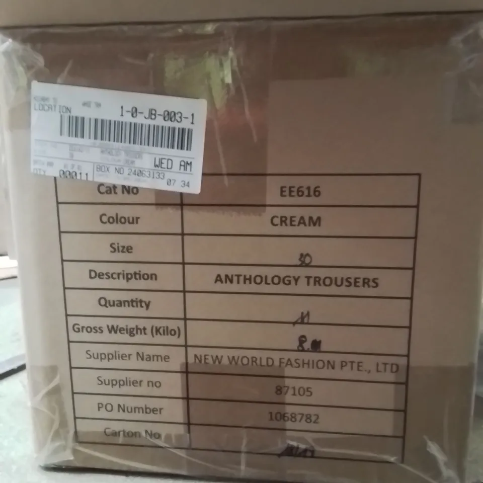 BOXED BRAND NEW APPROXIMATELY 11 ANTHOLOGY TROUSERS CREAM SIZE 30