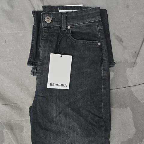 BERSHKA FLARE SLIT JEANS IN BLACK SIZE UK 10