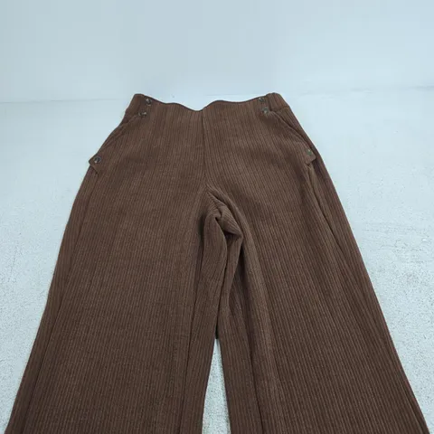 BROWN CORDUROY WIDE-LEG TROUSERS, SIZE S