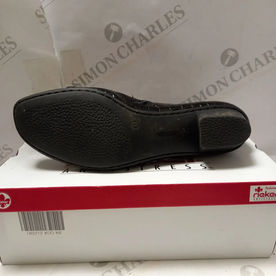 RIEKER BLACK CROC SHOE BOOTS - SIZE 8