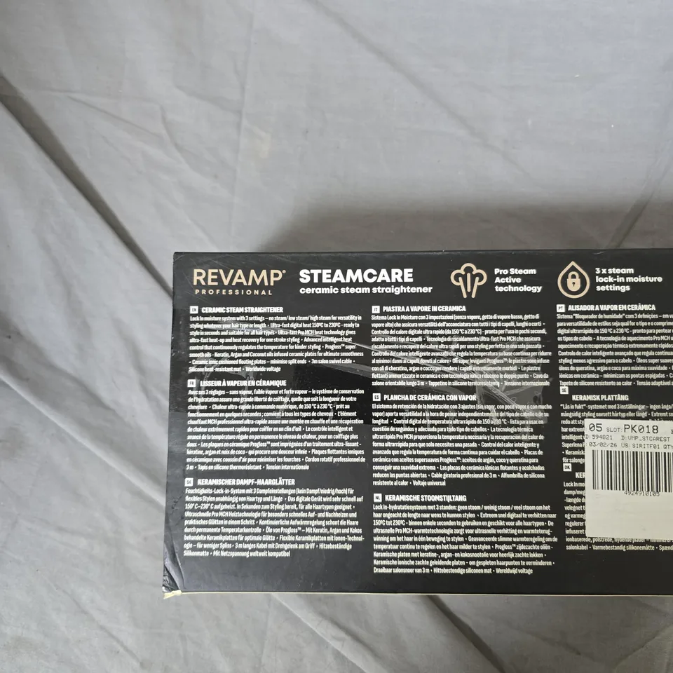 REVAMP STEAMCARE CERAMIC STEAM STRAIGHTENER – BOXED
