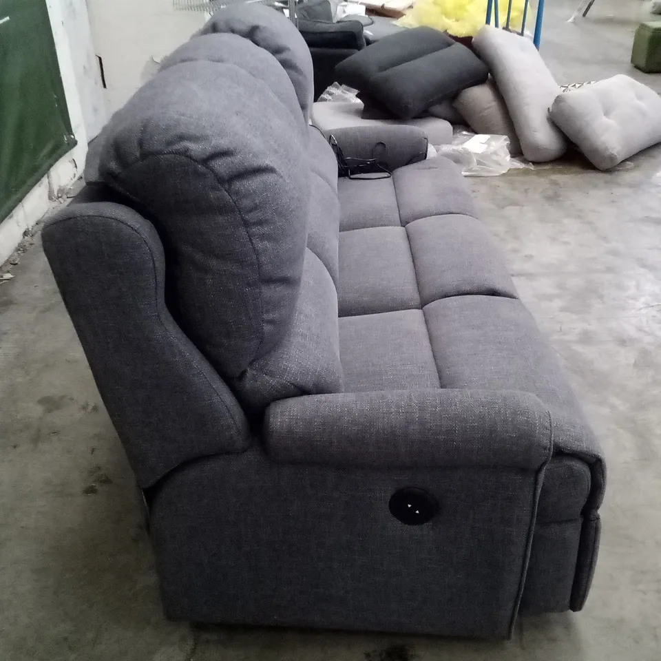 DESIGNER G PLAN NEWMARKET 3 SEATER ELECTRIC RECLINER DBL SOFA - PIERO SLATE FABRIC 
