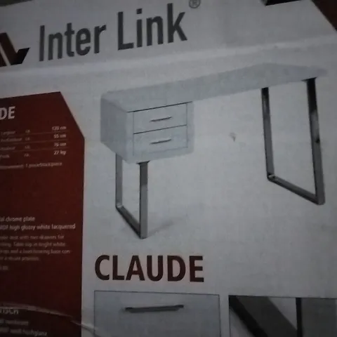 BOXED CLAUDE DESK WITH 2 DRAWERS IN WHITE