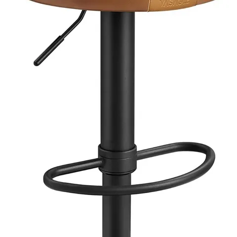 BOXEC VASAGLE EKHO COLLECTION - 360° SWIVEL BAR STOOL, HEIGHT ADJUSTABLE BARSTOOL WITH STORAGE, SYNTHETIC LEATHER WITH STITCHING, KITCHEN BAR, EASY ASSEMBLY, CARAMEL BROWN