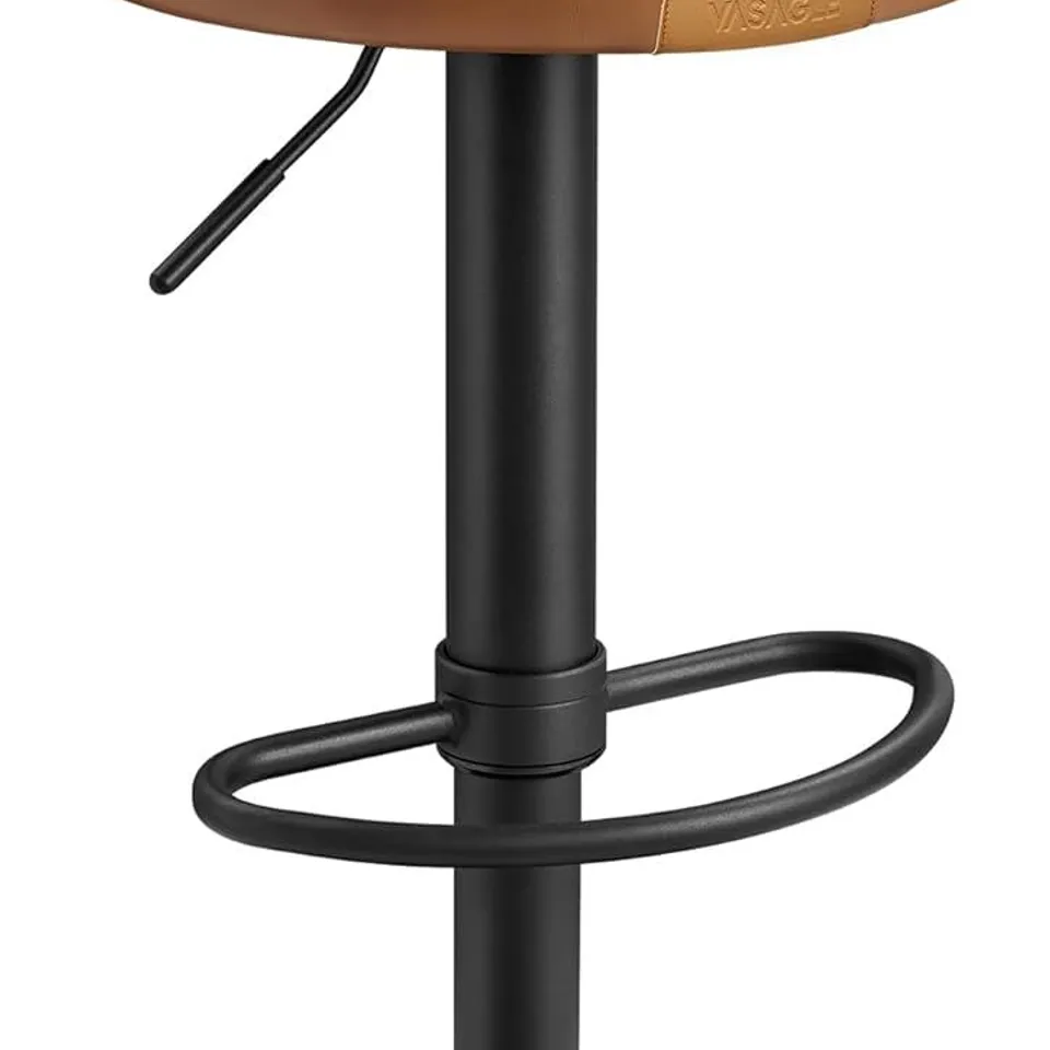 BOXEC VASAGLE EKHO COLLECTION - 360° SWIVEL BAR STOOL, HEIGHT ADJUSTABLE BARSTOOL WITH STORAGE, SYNTHETIC LEATHER WITH STITCHING, KITCHEN BAR, EASY ASSEMBLY, CARAMEL BROWN