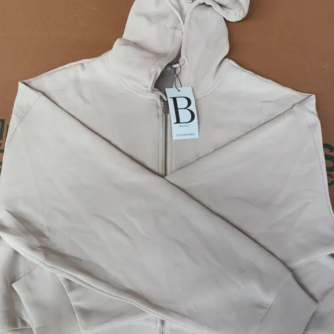 STRADIVARIUS LIGHT ZIP-UP HOODIE IN CREAM SIZE LARGE