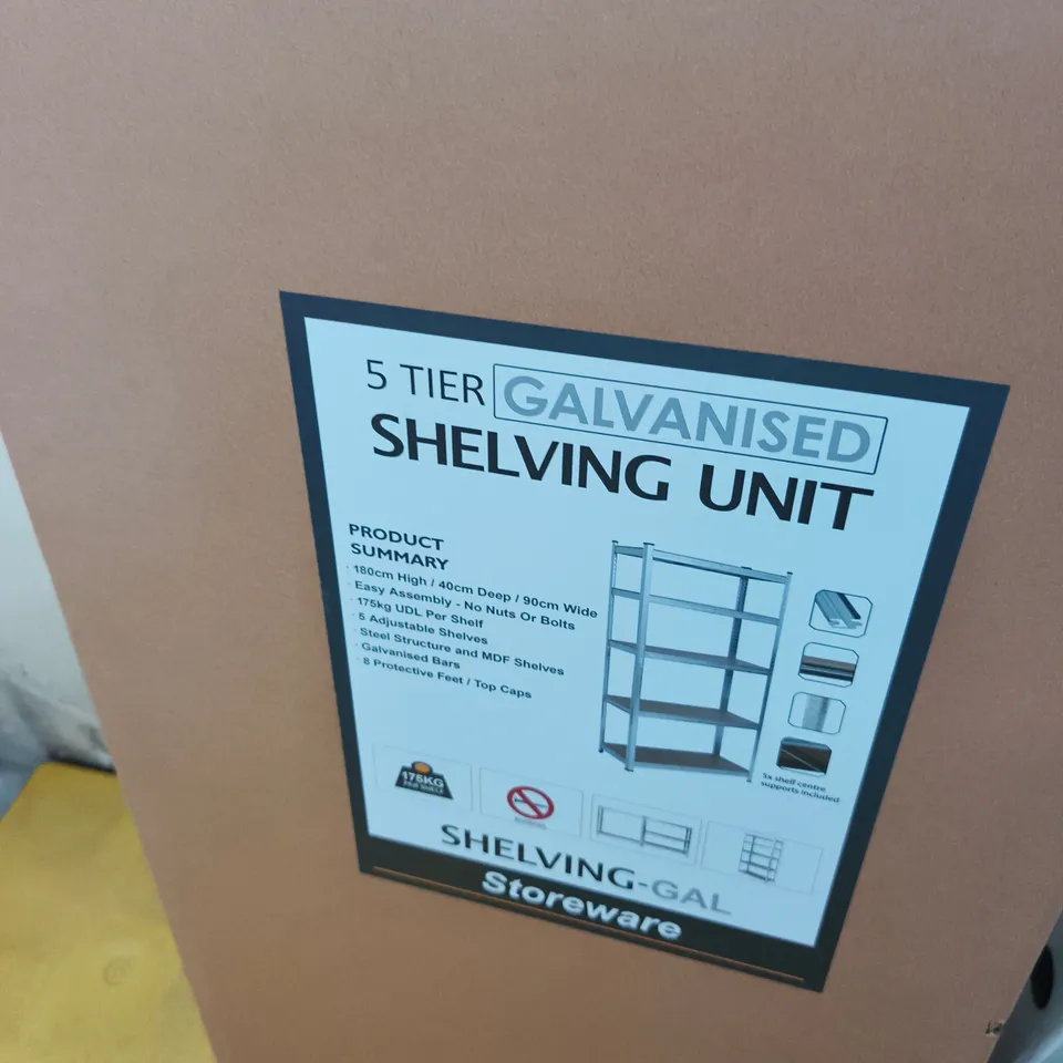 5-TIER GALVANISED SHELVING UNIT – BOXED