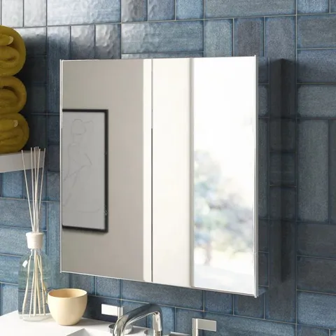 BOXED CARTHAGE BATHROOM DOUBLE 450MM X 450MM RECESSED MIRROR CABINET (1 BOX)