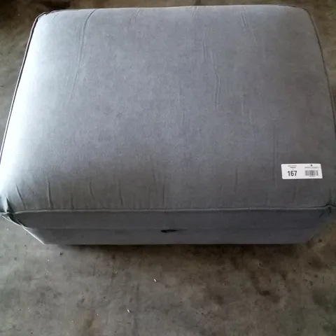 BOXED OAK FURNITURE LAND TEXAS LARGE STORAGE FOOTSTOOL IN PEWTER FABRIC