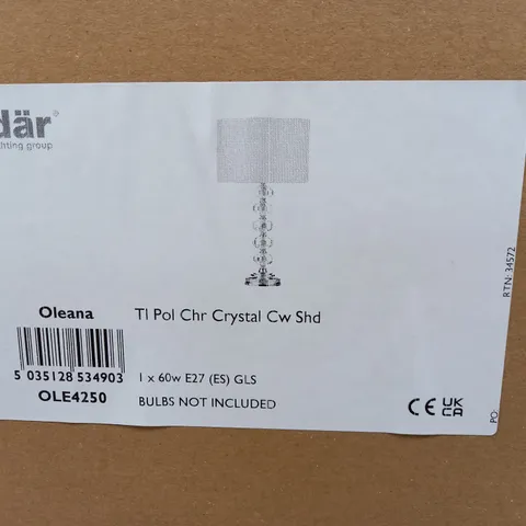 BOXED OLEANA FLOOR LAMPS POLISHED CHROME CRYSTAL WITH SHADE