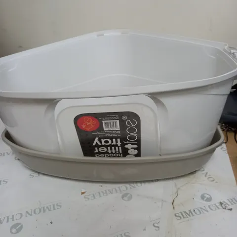 PET FACE CORNER HOODED LITTER TRAY