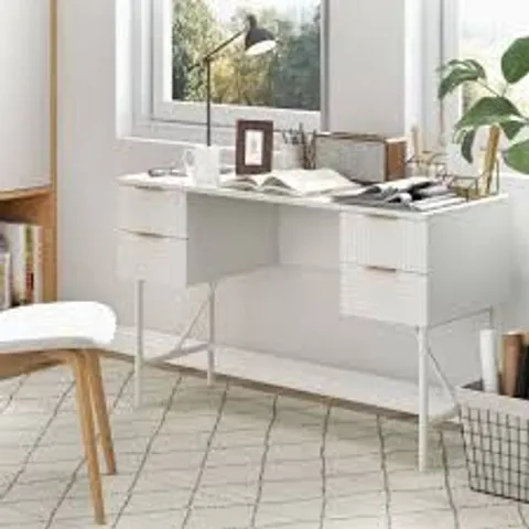 BOXED COSTWAY 4 DRAWER WHITE MODERN COMPUTER DESK