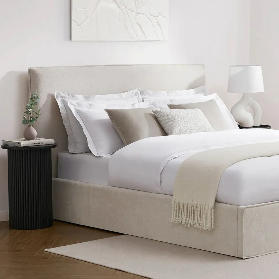 BOXED DUSK OSLO OTTOMAN STORAGE BED - IVORY // SIZE: DOUBLE (2 BOXES)