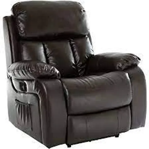 BOXED CHESTER BROWN FAUX LEATHER MANUALLY RECLINING CHAIR (2 BOXES)