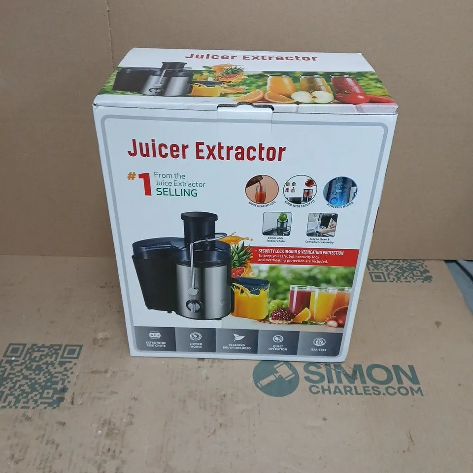 JUICER EXTRACTOR – STAINLESS STEEL BODY WITH BLACK TOP (BOXED)