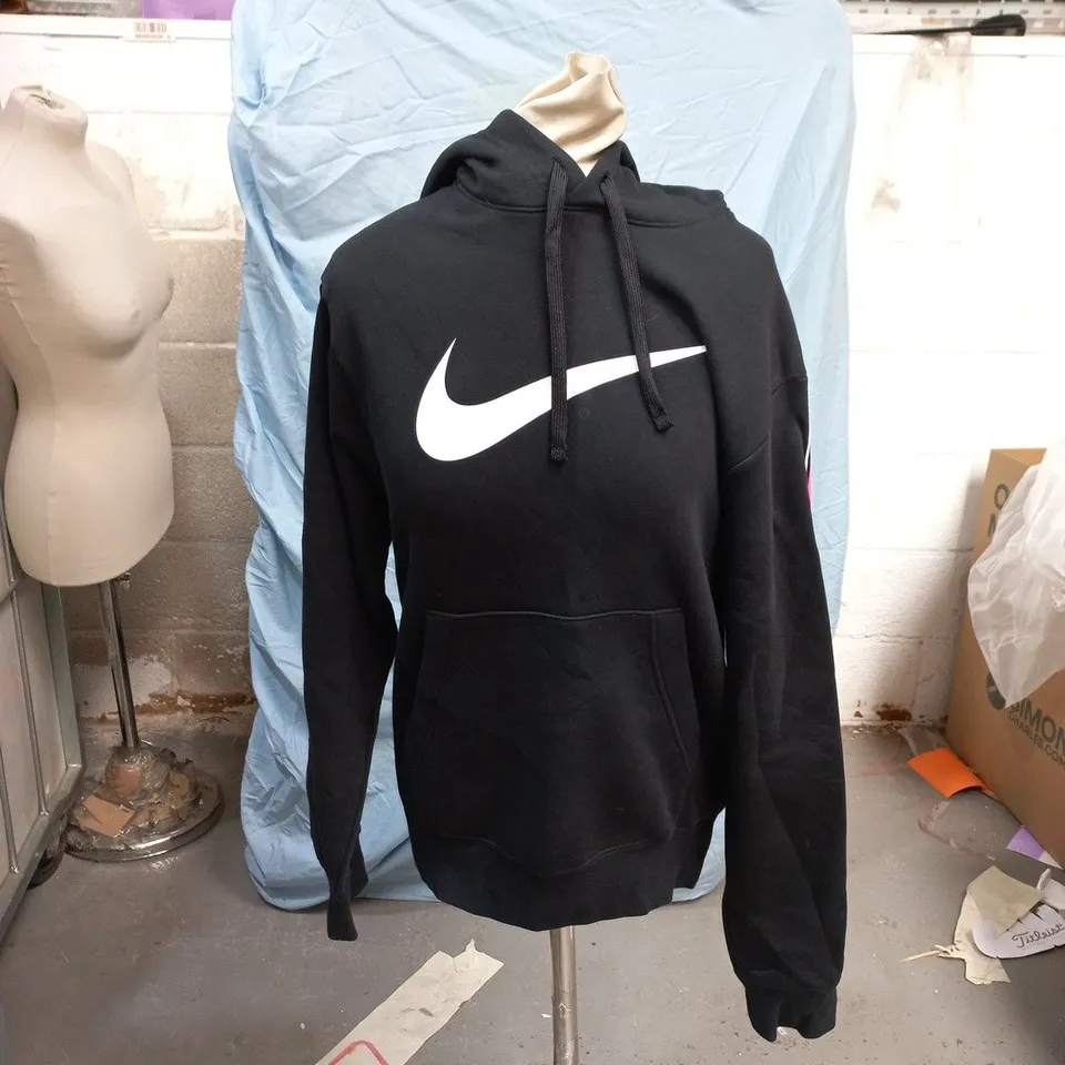 NIKE HOODIE – BLACK WITH WHITE SWOOSH, SIZE XS