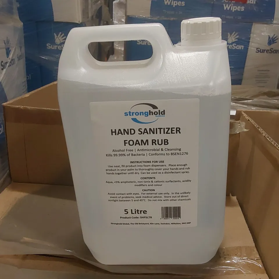 PALLET CONTAINING APPROXIMATELY 70x 5L STRONGHOLD HAND SANITIZER FOAM RUB