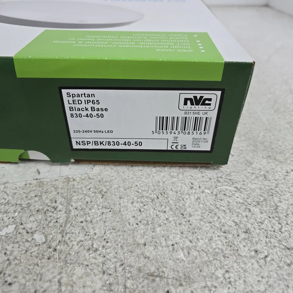 NVC SPARTAN LED IP65 BULKHEAD LIGHT – BLACK BASE (830-40-50)