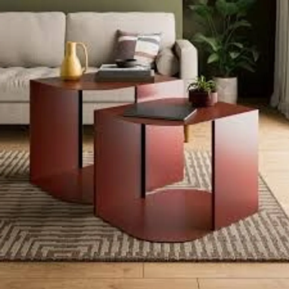 BOXED EDWIN METAL NESTING COFFEE TABLES - PICANTE ORANGE (1 BOX)