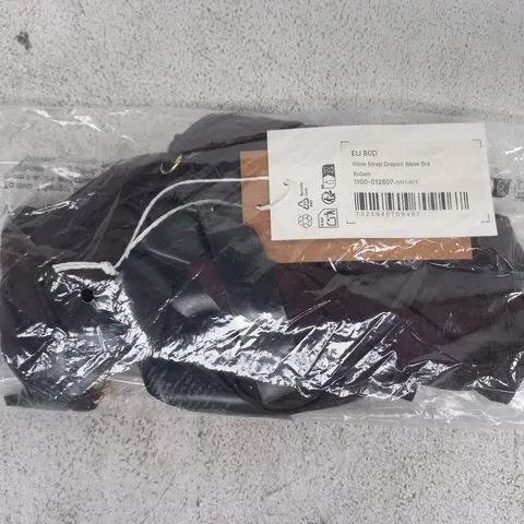 BAGGED NA-KD WIDE STRAP DRAPED BIKINI BRA IN BROWN SIZE EU 80D