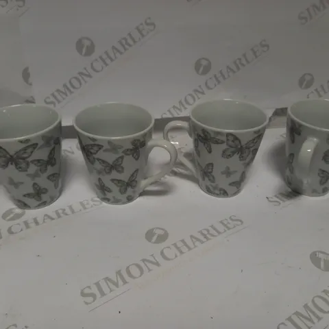 4PC GREY BUTTERFLY MUG SET