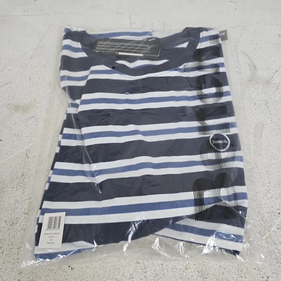 BAGGED BENCH STRIPED DAMMAR CREWNECK IN BLUE/WHITE - XXL