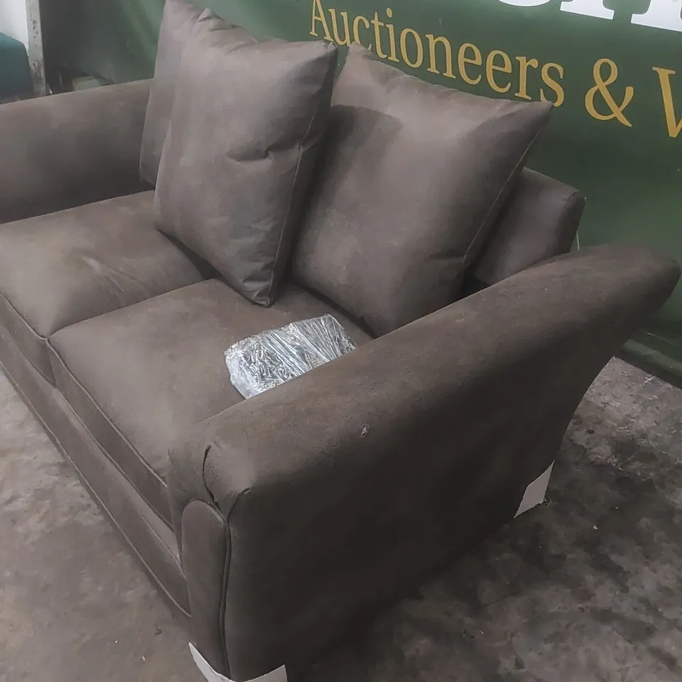 DESIGNER DURY LEATHER LOOK 2 SEATER SOFA - CHOCOLATE 