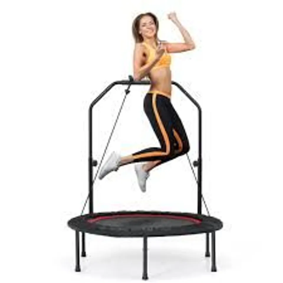 BOXED COSTWAY 3FT RED MINI TRAMPOLINE WITH 2 RESISTANCE BANDS