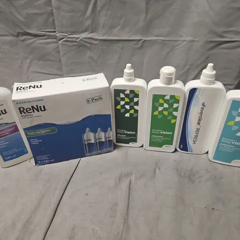 APPROXIMATELY 15 ASSORTED CONTACT LENS SOLUTIONS TO INCLUDE SPECSAVERS EASYVISION, EVERCLEAR REFRESH, RENU MULTI-PURPOSE EYE SOLUTION, ETC - COLLECTION ONLY