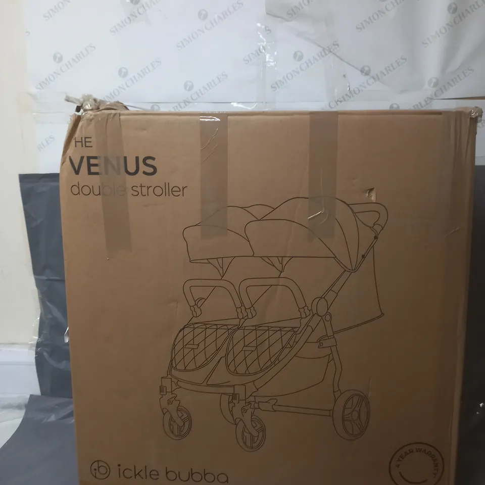 BOXED VENUS MAX DOUBLE STROLLER IN BLACK  RRP £349.99