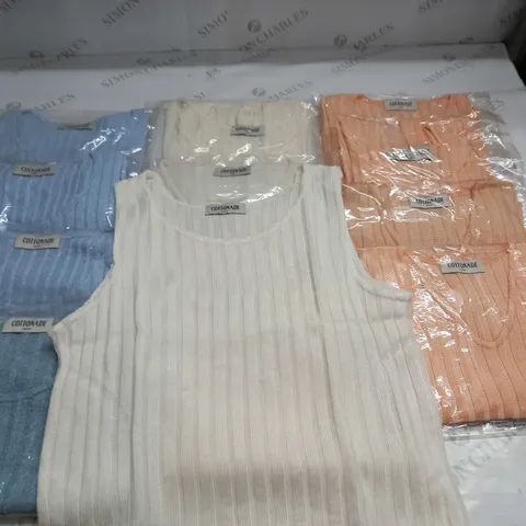LOT OF 12 COTTONADE VESTS - SIZE UNSPECIFIED