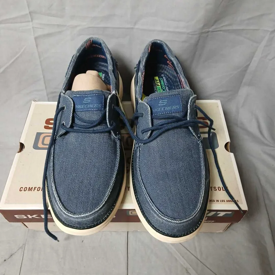 SKECHERS MEN'S DENIM LACE-UP SNEAKERS – US 13, CLASSIC FIT WITH AIR-COOLED MEMORY FOAM