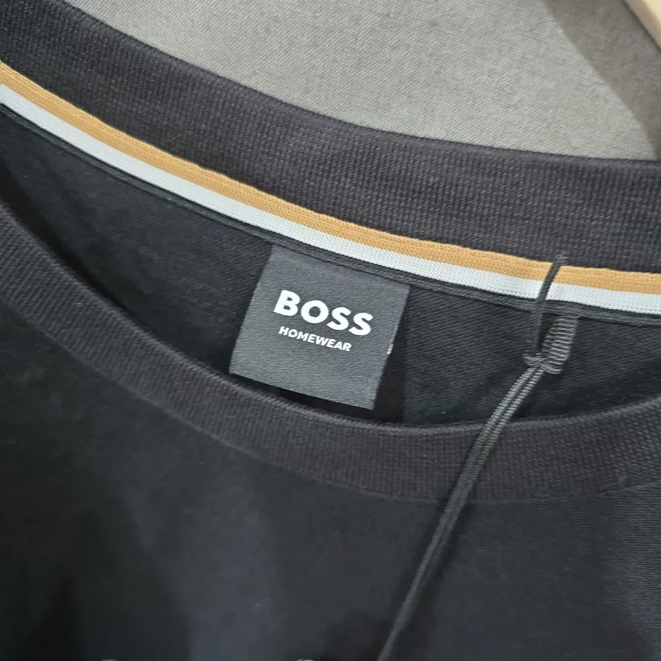 HUGO BOSS HOMEWEAR SWEATSHIRT – BLACK WITH CHEST STRIPE, MEN'S XL