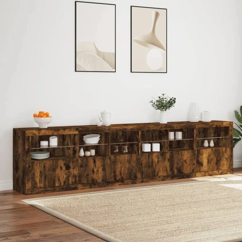 BOXED METRO LANE SIDEBOARD LED LIGHTS BROWN OAK (3 BOXES)