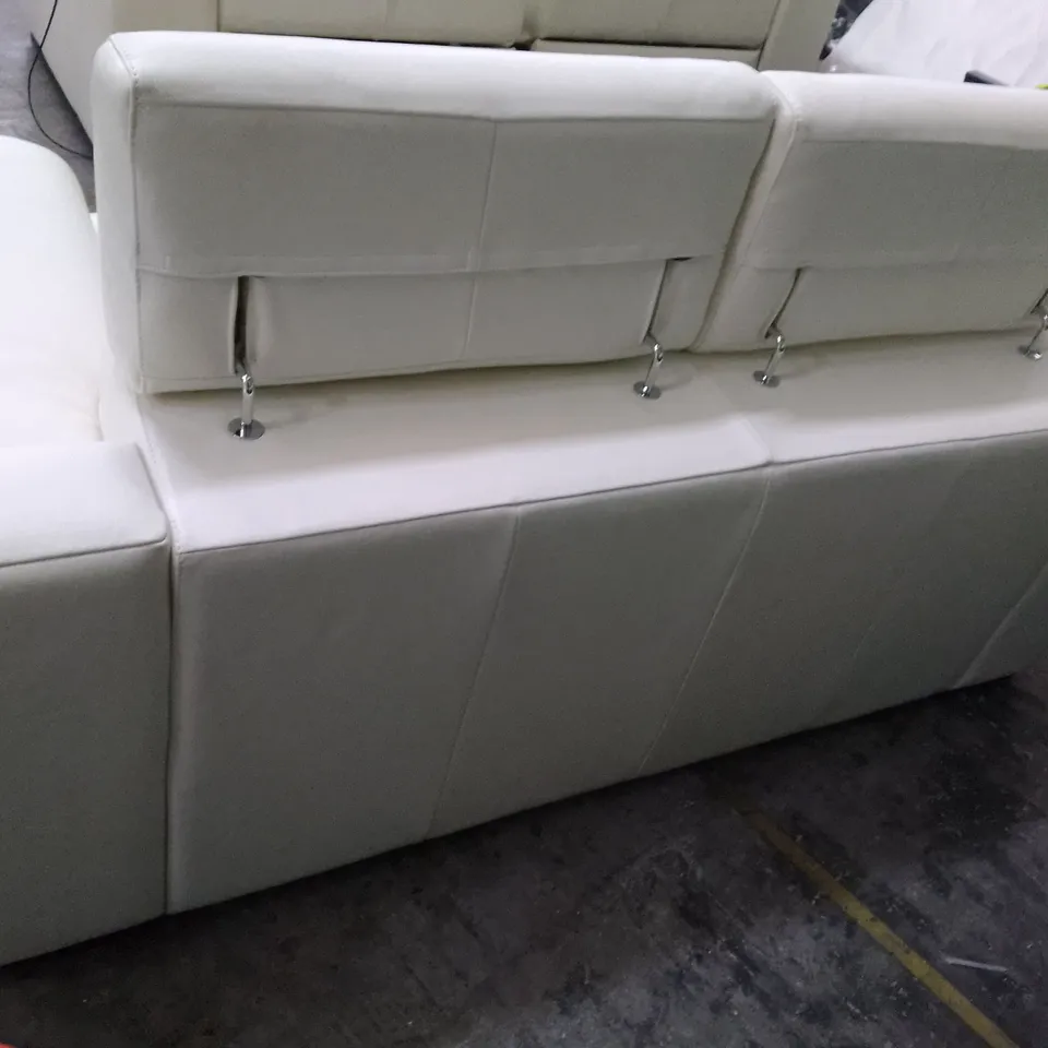 QUALITY ITALIAN DESIGNER RICCARDO 2 SEATER SOFA - WHITE LEATHER