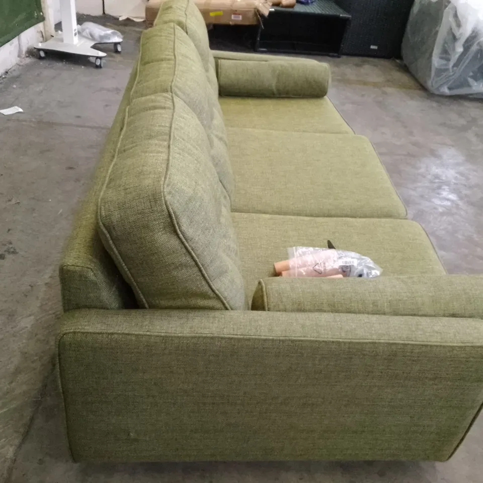 QUALITY DESIGNER G-PLAN VINTAGE 65 LARGE SOFA - MARL GREEN FABRIC 