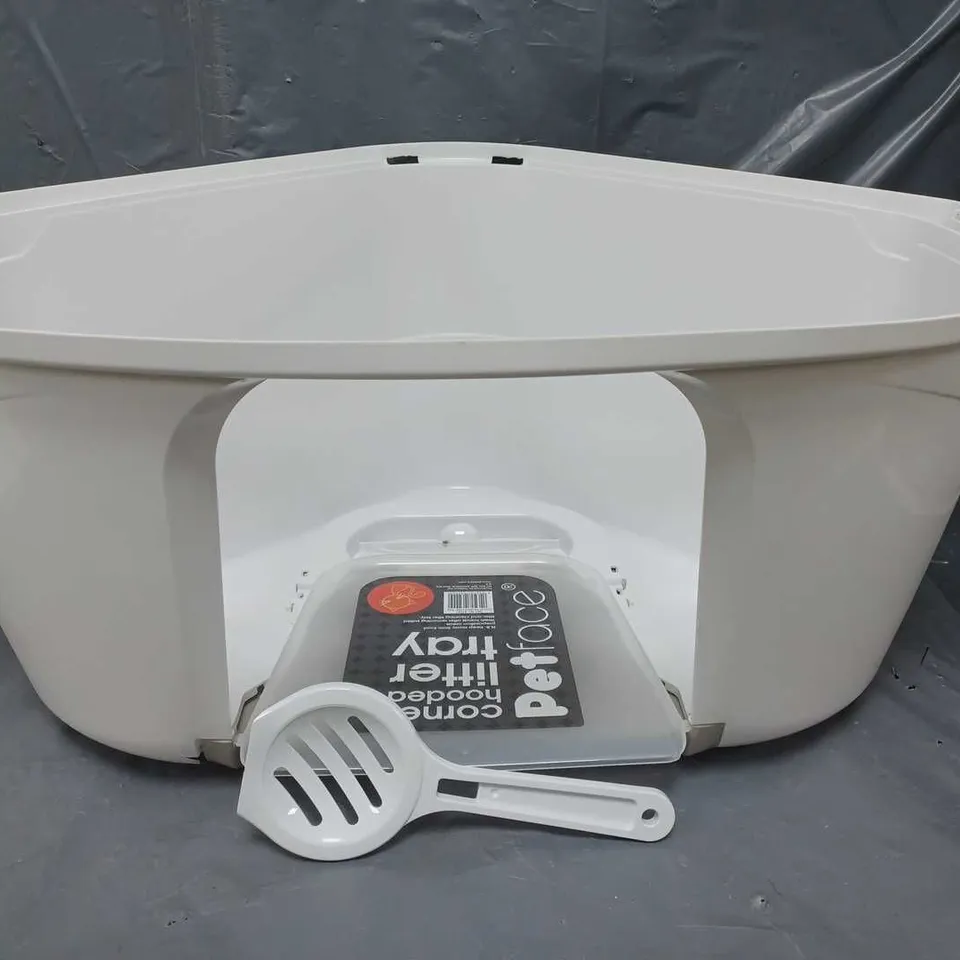 PETFACE CORNER HOODED LITTER TRAY