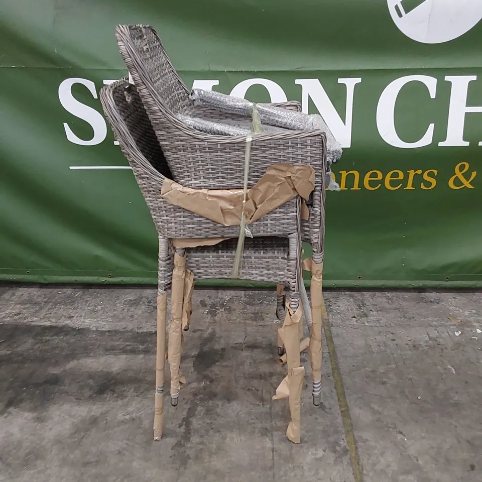 PAIR OF PORTO PATIO BAR STOOLS IN GREY